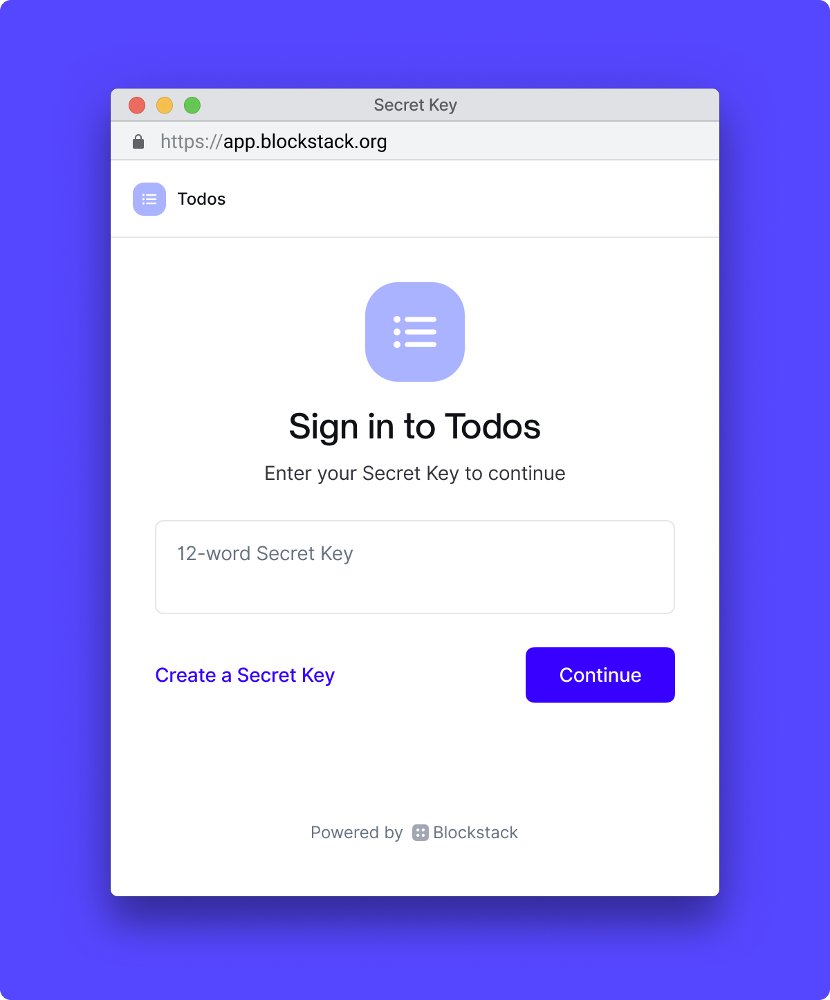 &quot;Sign in&quot; screen